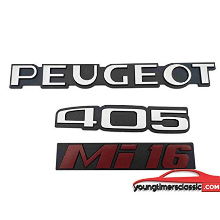 Logos Peugeot 405 MI16 rouge pour coffre 405 phase 1