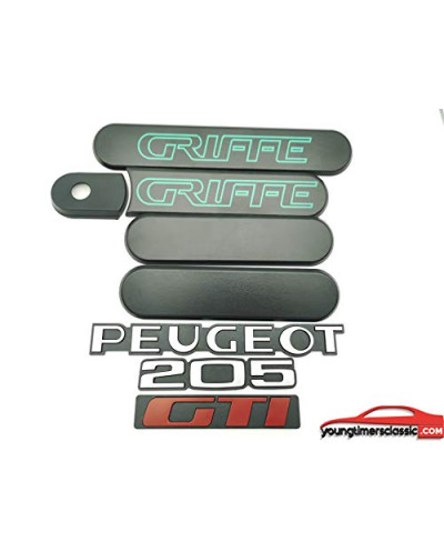 Custode Peugeot 205 GTI Schwarze Klaue + 3 Monogramme