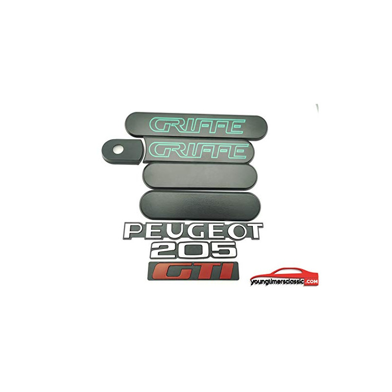 Custode Peugeot 205 GTI zwarte klauw + 3 monogrammen
