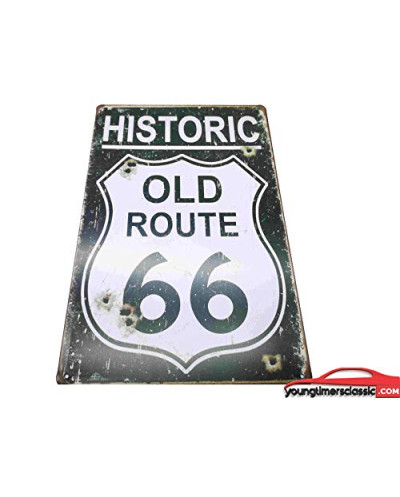 Placa de metal histórica Route 66 20x30