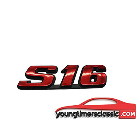 S16 logotipo cromado rojo para 106 S16