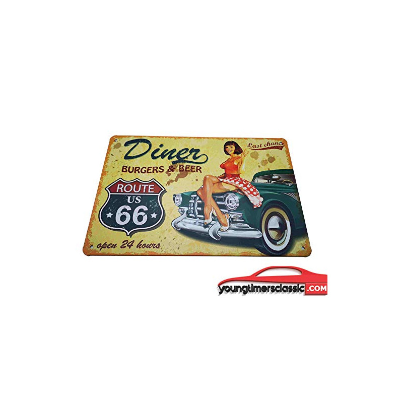 Metal plate Route 66 Burger 20x30