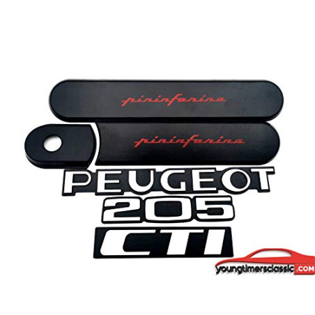 Custode noire Peugeot 205 CTI + 3 logos de coffre