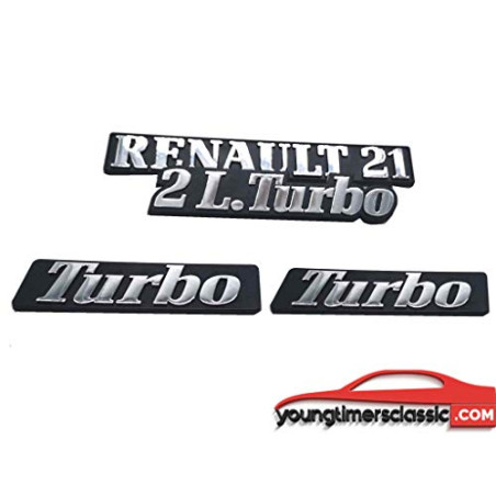 Renault 21 2L Turbo Acabado cromado Logos Set de 4