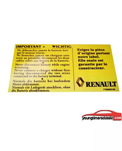 Adhesivo Bateria Renault Clio Williams 16S 16V