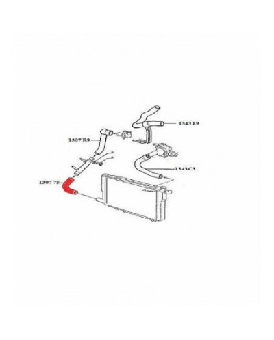 Durite radiateur inférieur tube métal pour Peugeot 205 Cti 130775