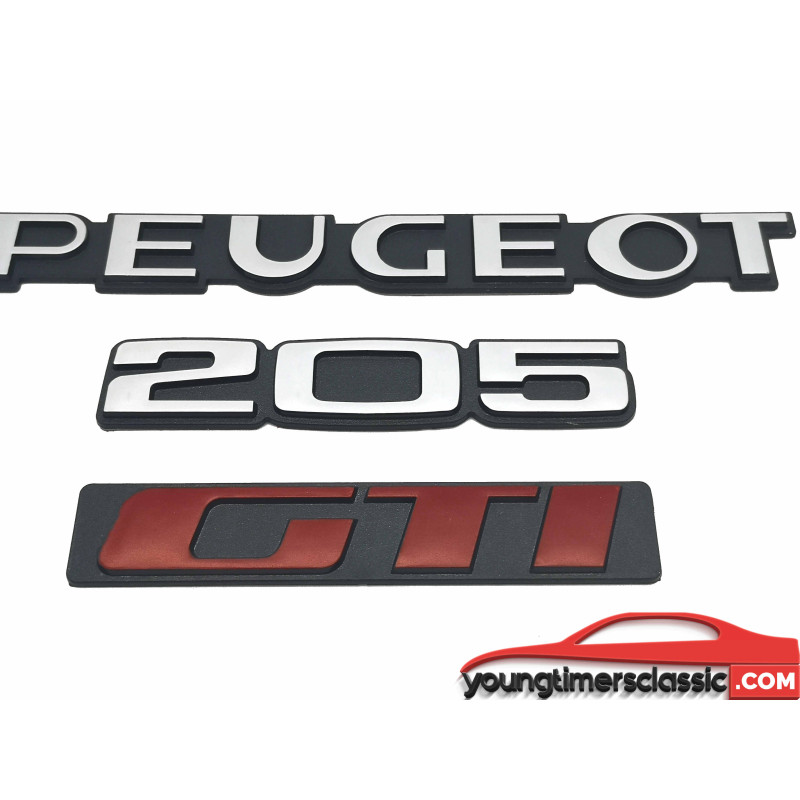 LOGO ” PEUGEOT ” POUR PEUGEOT 205 GTI MONOGRAMME GRIS ET NOIR