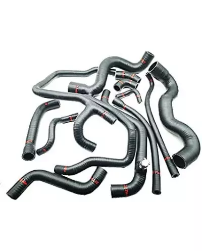 Mangueras de agua Renault 21 2L Turbo en silicona negra mate de 4 capas.