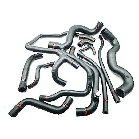 Renault 21 2L Turbo water hoses in matt black 4 ply silicone.