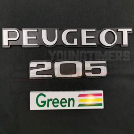 Logo del bagagliaio Peugeot 205 VERDE set di 3 loghi