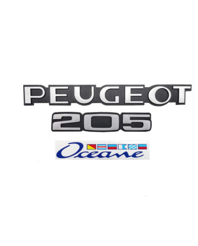 Peugeot 205 Océane Kofferraum-Monogramm-Set mit 3 Logos