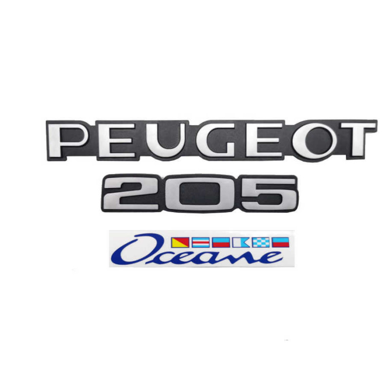 Peugeot 205 Océane Kofferraum-Monogramm-Set mit 3 Logos