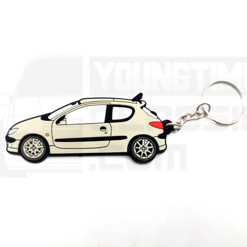 Porta-chaves Peugeot 206 S16 cinza em pvc macio