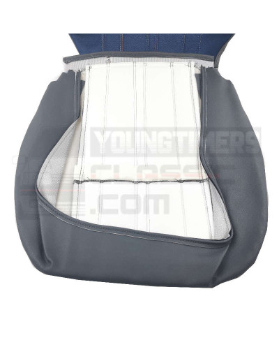 Complete interior Peugeot 205 CJ blue jeans fabric with multicolored stitching thread and anthracite imitation leather