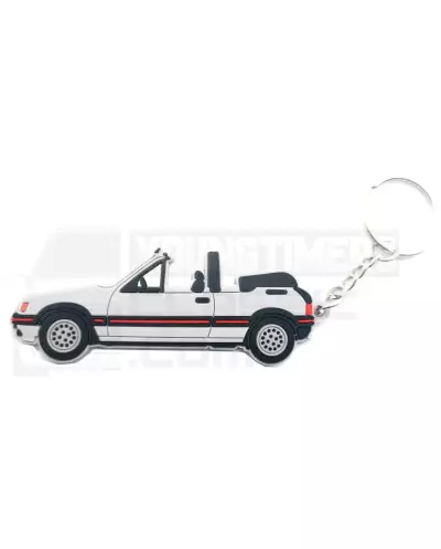 Porte clé Peugeot 205 CTI cabriolet couleur grise en matière souple keychain