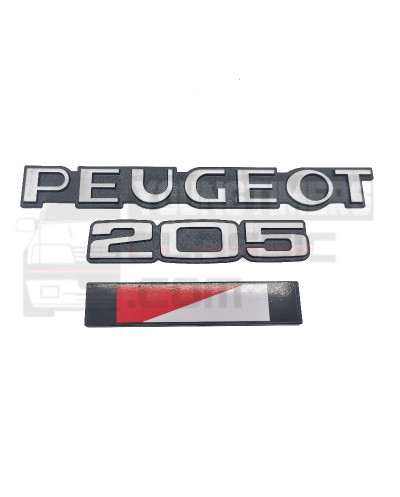 Lot de 3 monogrammes de la Peugeot 205 électrique de 1984.