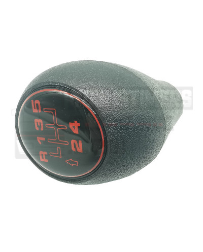 Pommeau 205 GTI BE1 avec pastille 5 vitesses de couleur noire et rouge