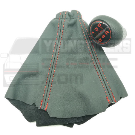 Pomo de la palanca de cambios BE3 Peugeot 205 GTI /CTI con fuelle de cuero gris