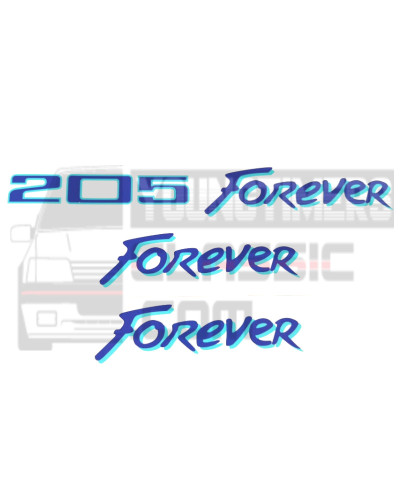 Stickers 205 FOREVER coffre aile carrosserie autocollant