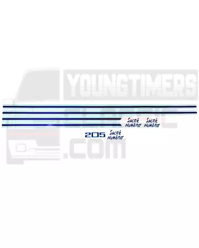 Stickers Peugeot 205 Sacré Numéro Kit complet