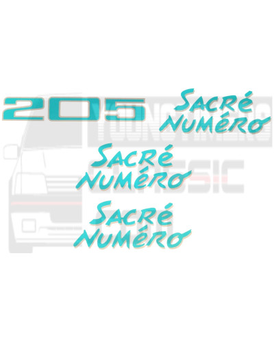 Aufkleber heilige Nummer Peugeot 205 Kofferraumflügel Seitenband