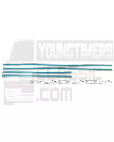 Peugeot 205 Mardi Gras couleur bleu turquoise et gris