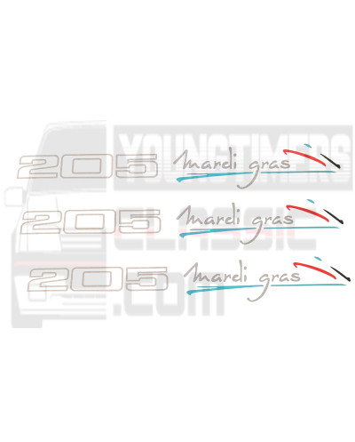 Stickers Mardi Gras Peugeot 205 ensemble d'autocollants pour carrosserie