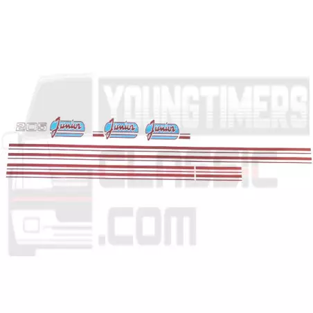 Aufkleber Peugeot 205 JUNIOR rot blau