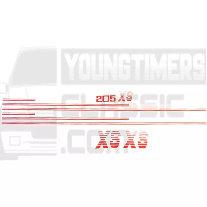 Stickers Peugeot 205 XS complete kit red