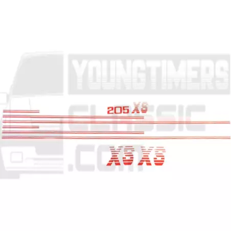 Stickers Peugeot 205 XS complete kit red