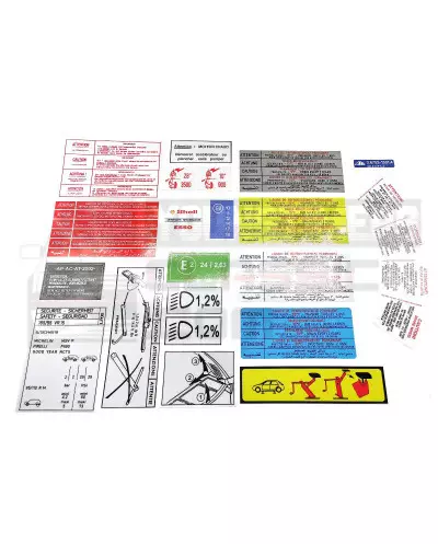 Stickers Peugeot 205 GTI motorruimte luchtkast reservewiel hoofdcilinder olie ademer 21 sticker