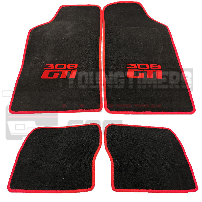 Floor mats of Peugeot 309 GTI red and black carpeted carpeted mat