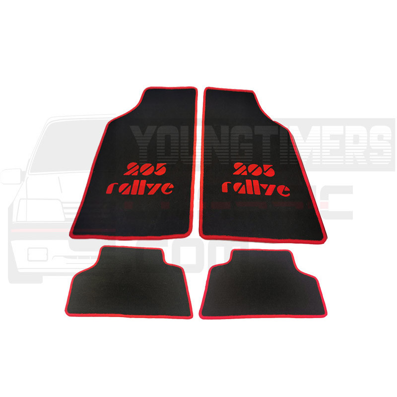Tapetes Peugeot 205 Rallye vermelho e preto