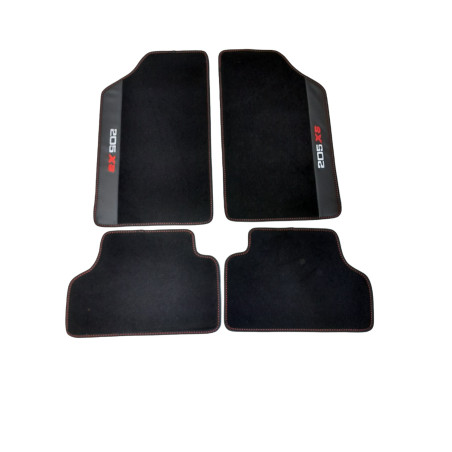 Schwarze Fußmatten aus Kunstleder mit Peugeot 309 GTI Stickerei - de