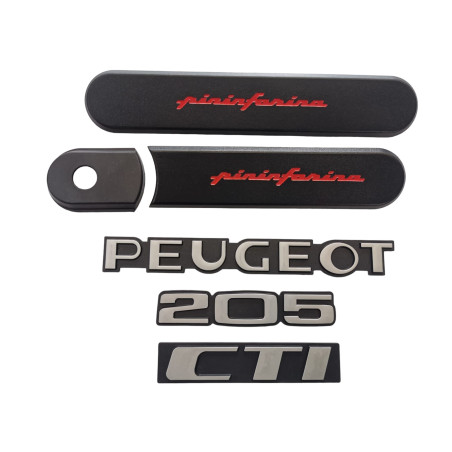 Kit de custode grise creusé Peugeot 205 CTI avec logos