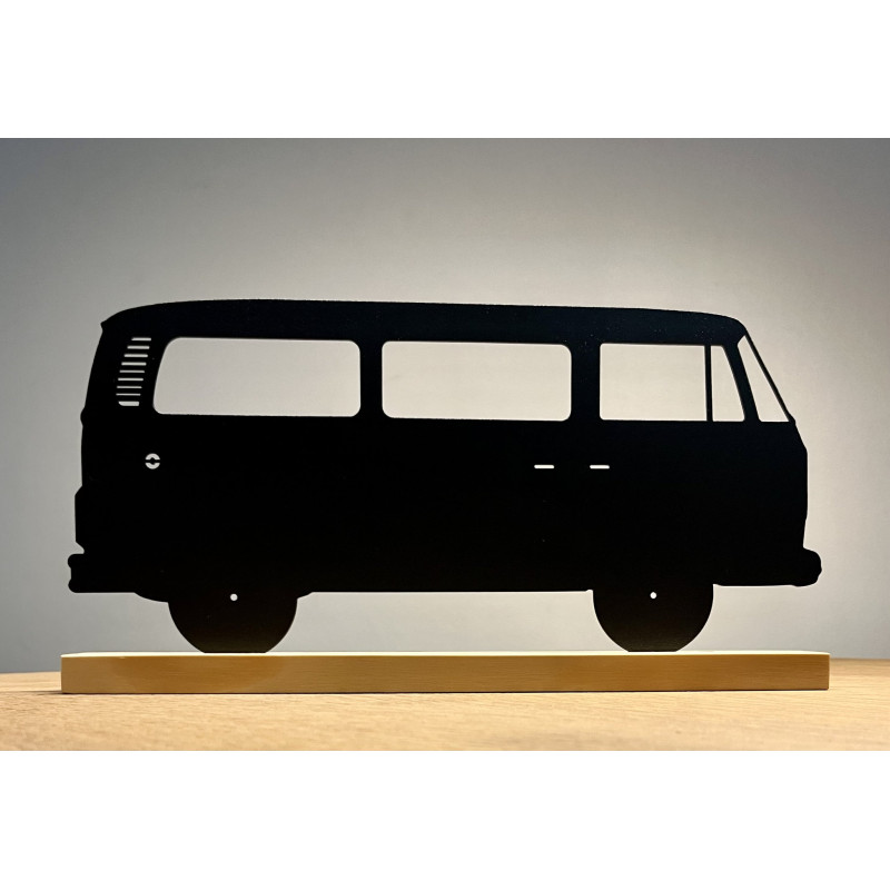 Volkswagen Combi Metal Silhouette con supporto in legno