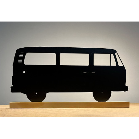 Volkswagen Combi Metal Silhouette with Wood Support