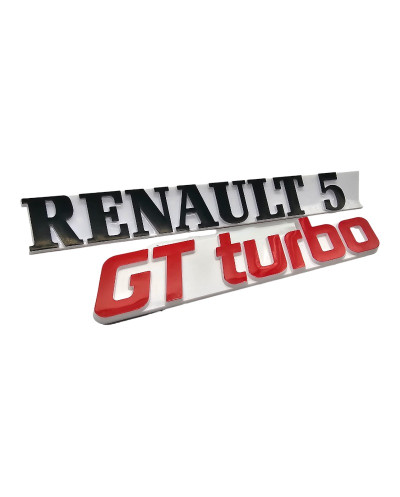 Logo de coffre Renault 5 + GT Turbo blanc