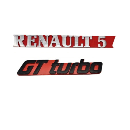 Lot de 2 logos Renault 5 GT Turbo rouge