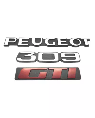 Loghi Peugeot 309 GTI, bagagliaio carrozzeria con monogramma