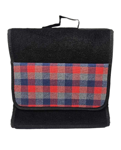 Renault 4l Black Ribbed Trunk Bag Red Plaid Fabric