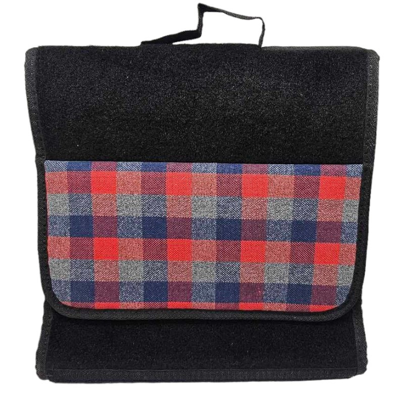 Renault 4l Black Ribbed Trunk Bag Red Plaid Fabric