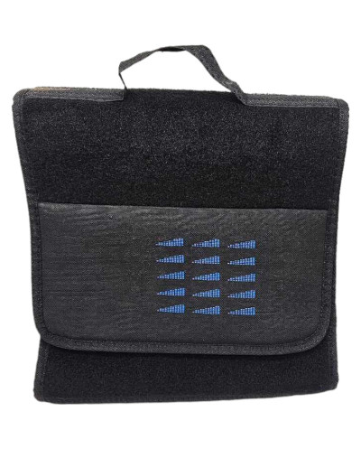 Black trunk bag, fabric, Blue pennant, Renault Super 5 GT Turbo, storage, tools, upholstery, interior passenger compartment