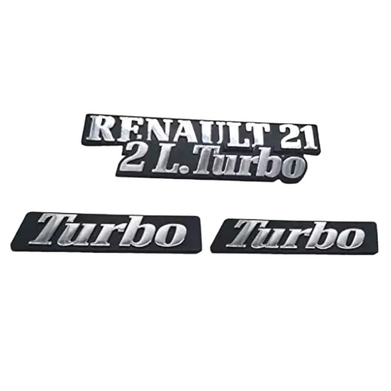 Monogrammes Finition Chrome pour voiture Renault 21 2L Turbo Lot de 4