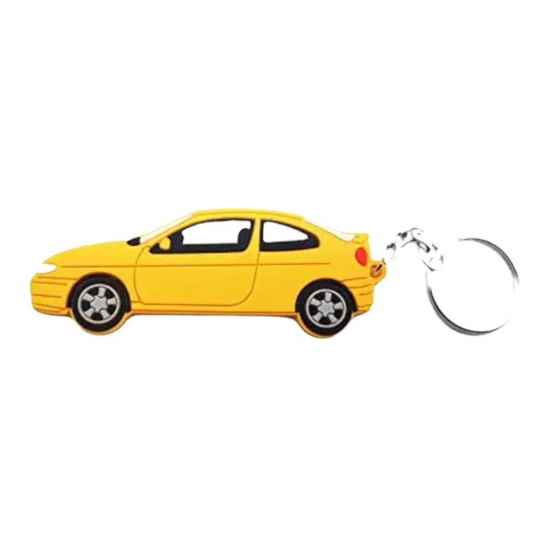 Porte clé Renault Megane 1 coupé en plastique jaune
