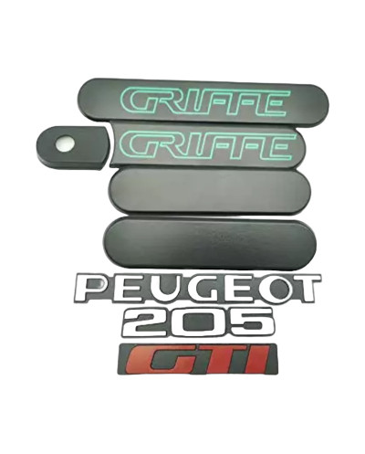 Quarto painel Peugeot 205 GTI Garra preta + 3 logotipos