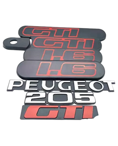 Achterste zijpanelen Peugeot 205 GTI 1.6 zwart + 3 logo's