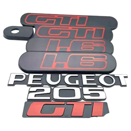 Custodes Peugeot 205 GTI 1.6 negro + 3 logos