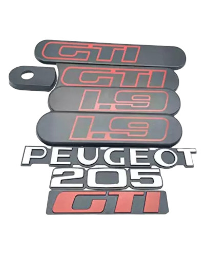 Achterste zijpanelen Peugeot 205 GTI 1.9 zwart + 3 Logo's