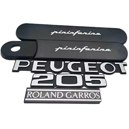 205 Roland Garros zijpanelen zwart + 3 logo's